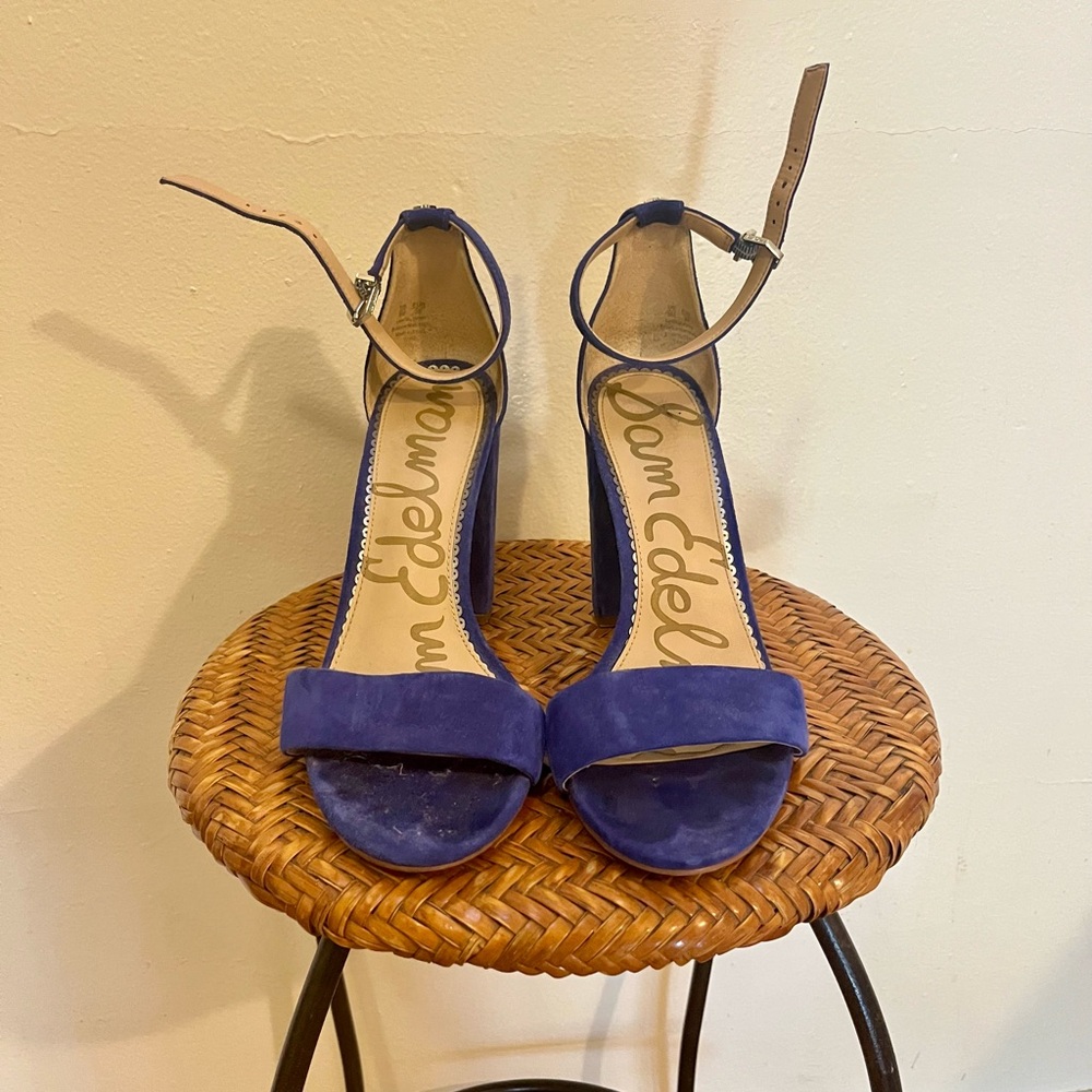 Sam Edelman Blue Suede Ankle Strap Heels